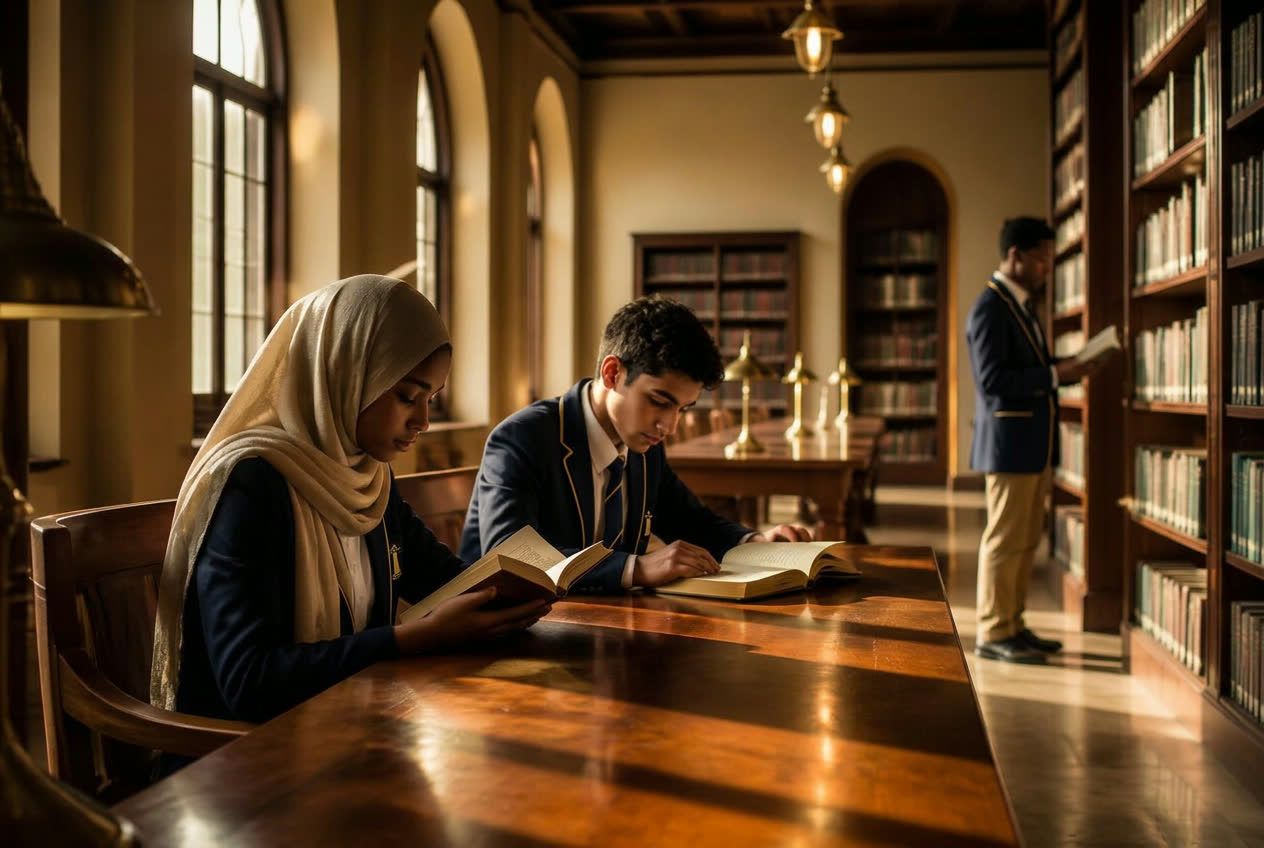 Students studying together in the Lighthouse Campus library